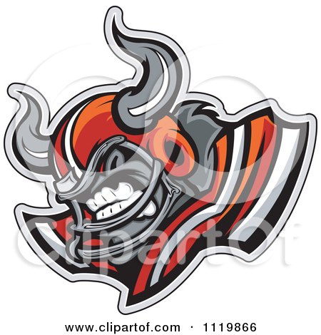 Clipart Of A Competitive Bull Football Player Mascot With Shoulder Pads - Royalty Free Vector Illustration by Chromaco