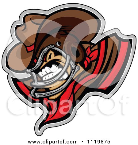 Clipart Of A Competitive Cowboy Football Player Mascot With Shoulder Pads - Royalty Free Vector Illustration by Chromaco