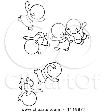 Clipart Of Retro Vintage Black And White Goops Kids Falling - Royalty Free Vector Illustration by Prawny Vintage