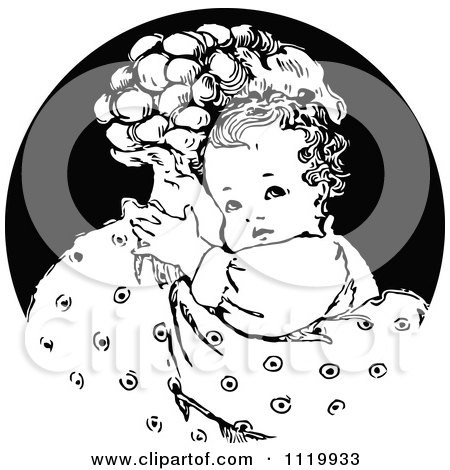 Clipart Of A Retro Vintage Black And White Nurturing Mother Hugging Her Baby - Royalty Free Vector Illustration by Prawny Vintage