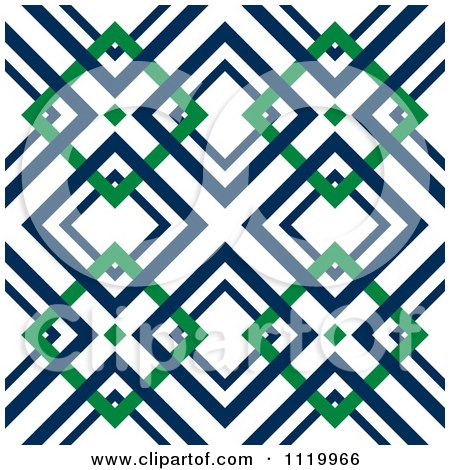 Clipart Of A Seamless Blue And Green Diamond Pattern Background - Royalty Free Vector Illustration by Cherie Reve