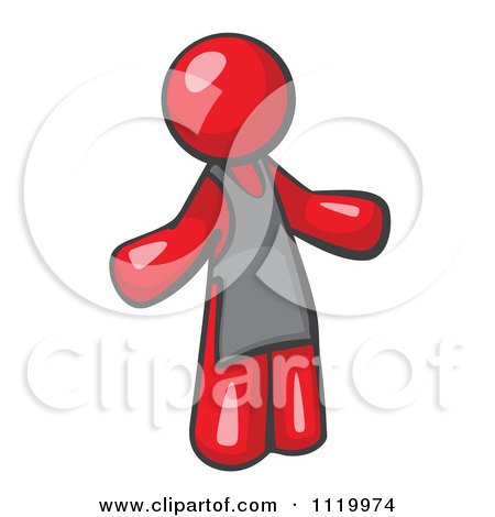 Cartoon Of A Red Man Wearing An Apron - Royalty Free Vector Clipart by Leo Blanchette