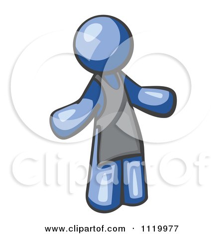 Cartoon Of A Blue Man Wearing An Apron - Royalty Free Vector Clipart by Leo Blanchette