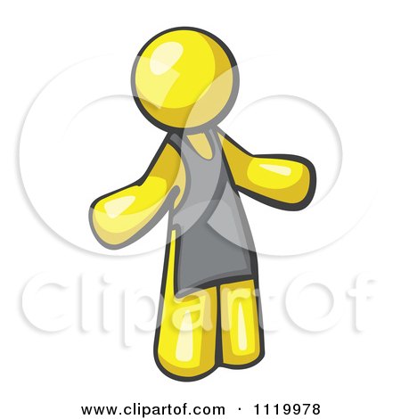 Cartoon Of A Yellow Man Wearing An Apron - Royalty Free Vector Clipart by Leo Blanchette