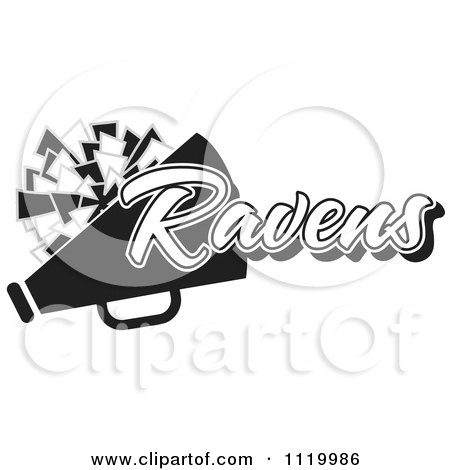Clipart Of A Black And White Ravens Cheerleader Design - Royalty Free Vector Illustration by Johnny Sajem