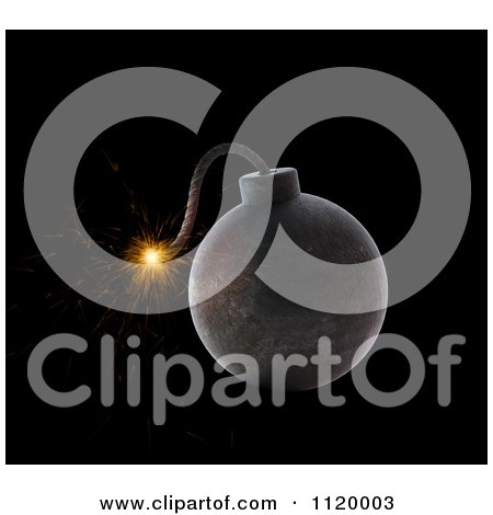 Clipart Of A 3d Bomb With A Lit Fuze 1 - Royalty Free CGI Illustration by Mopic