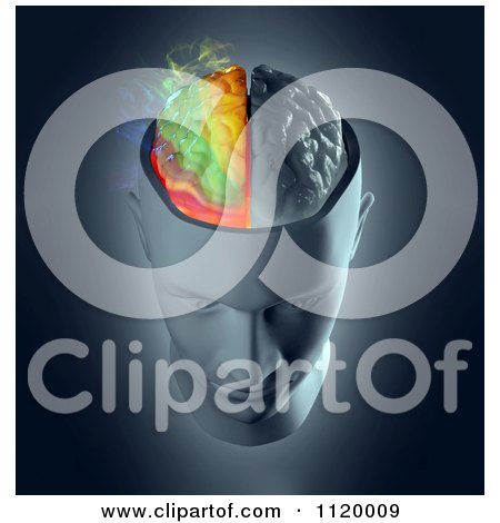 Clipart Of A 3d Colorful Smoking Human Brain 3 - Royalty Free CGI Illustration by Mopic