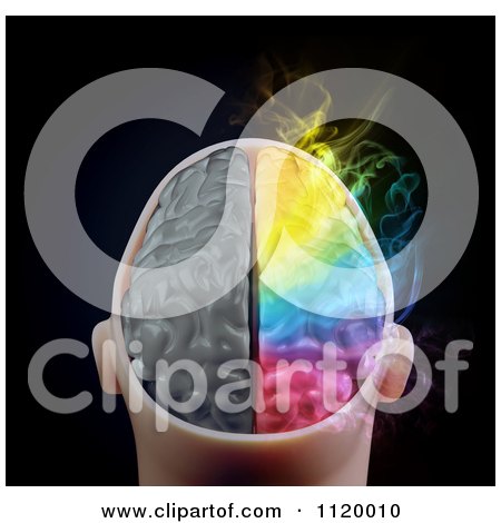 Clipart Of A 3d Colorful Smoking Human Brain 2 - Royalty Free CGI Illustration by Mopic