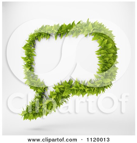 Clipart Of A 3d Green Leafy Speech Balloon 1 - Royalty Free CGI Illustration by Mopic