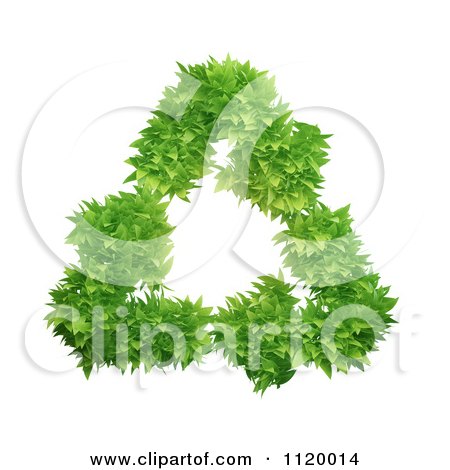 Clipart Of A 3d Green Leafy Triangle Of Recycle Arrows - Royalty Free CGI Illustration by Mopic