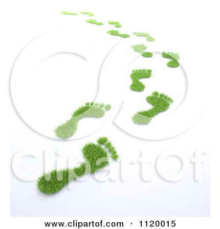 Clipart Of A 3d Grassy Footprints Leading Off Into The Distance - Royalty Free CGI Illustration by Mopic
