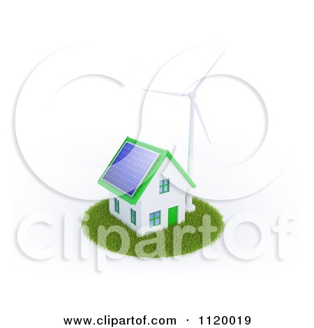 Clipart Of A 3d Eco Friendly Home With Sustainable Energy Sources - Royalty Free CGI Illustration by Mopic
