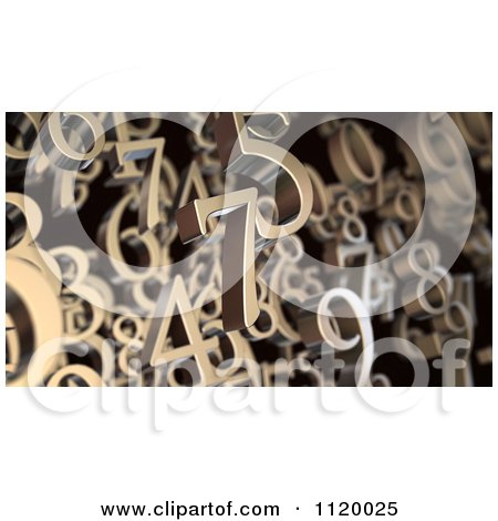 Clipart Of 3d Floating Bronze Numbers - Royalty Free CGI Illustration by Mopic