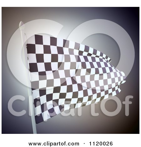 Clipart Of A 3d Waving Checkered Flag - Royalty Free CGI Illustration by Mopic