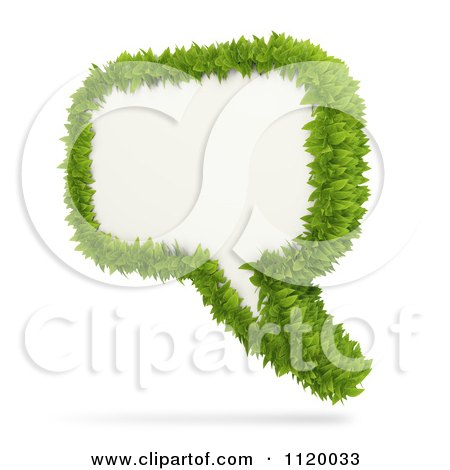 Clipart Of A 3d Green Leafy Speech Balloon 2 - Royalty Free CGI Illustration by Mopic