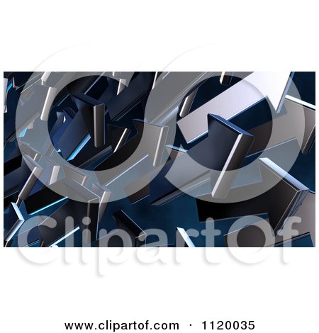Clipart Of A Crowd Of 3d Metal Arrows - Royalty Free CGI Illustration by Mopic