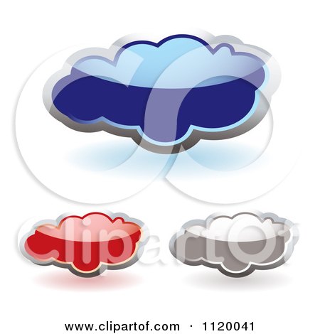 Clipart Of Reflective Blue Red And Gray Clouds With Shadows - Royalty Free Vector Illustration by michaeltravers