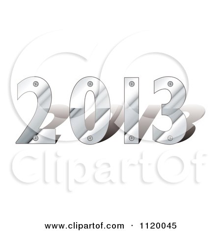 Clipart Of Silver Metal 2013 With Screws - Royalty Free Vector Illustration by michaeltravers