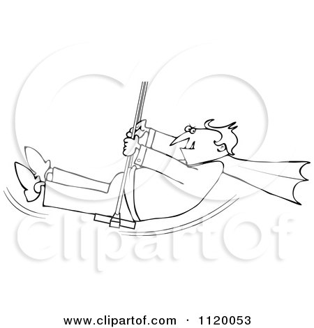 Cartoon Of An Outlined Halloween Vampire Swinging - Royalty Free Vector Clipart by djart