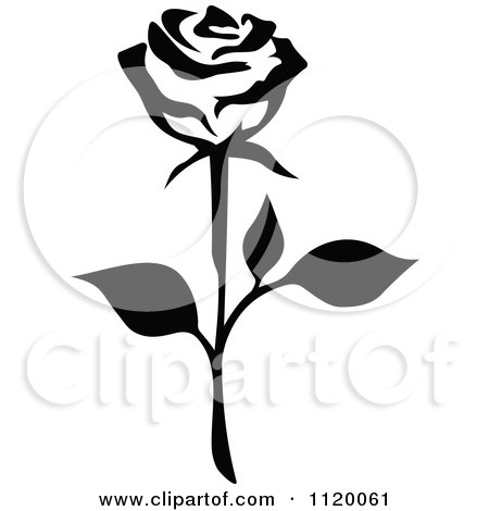 Clipart Of A Black And White Rose Flower 4 - Royalty Free Vector Illustration by Vector Tradition SM