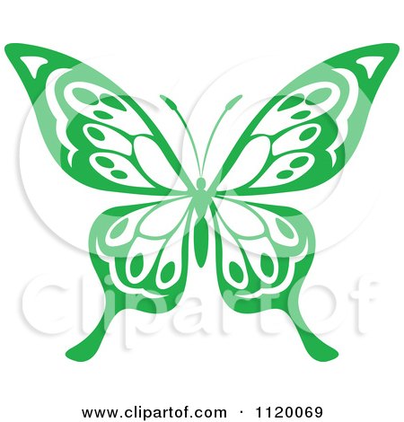 Clipart Of A Green Butterfly - Royalty Free Vector Illustration by Vector Tradition SM
