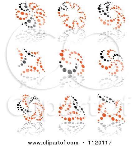 Clipart Of Abstract Orange And Black Dot Icons And Reflections - Royalty Free Vector Illustration by Vector Tradition SM