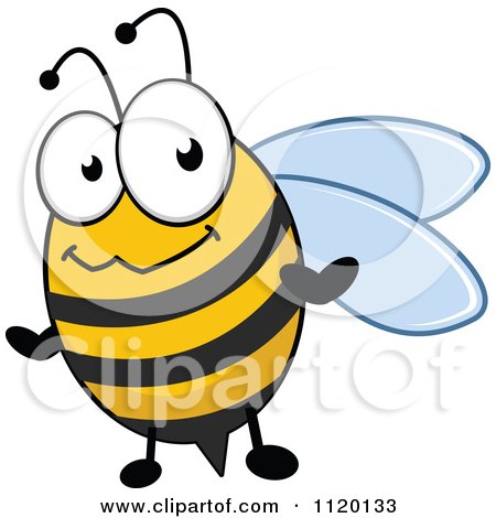 Cartoon Of A Happy Bee 2 - Royalty Free Vector Clipart by Vector Tradition SM