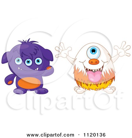 Cartoon Of Cute Monsters - Royalty Free Vector Clipart by Pushkin