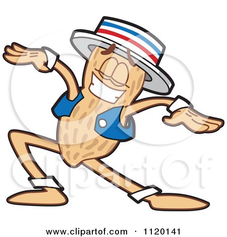 Cartoon Of A Dancing Peanut Mascot - Royalty Free Vector Clipart by Mascot Junction