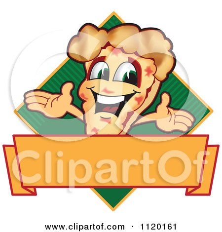 Cartoon Of A Happy Pizza Mascot Sign Or Logo 8 - Royalty Free Vector Clipart by Mascot Junction