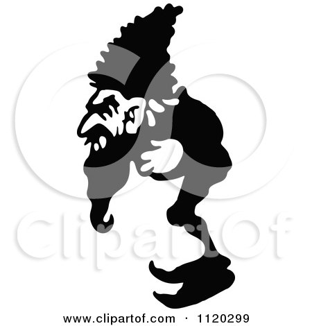 Clipart Of A Silhouetted Elf Man - Royalty Free Vector Illustration by Prawny Vintage