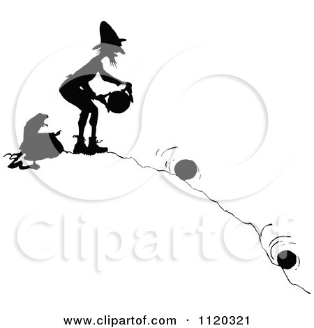 Clipart Of A Silhouetted Man Rolling Cheese Down A Hill - Royalty Free Vector Illustration by Prawny Vintage