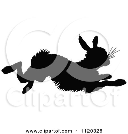 Clipart Of A Silhouetted Jack Rabbit - Royalty Free Vector Illustration by Prawny Vintage