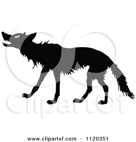 Clipart Of A Wolf Silhouette - Royalty Free Vector Illustration by Prawny Vintage
