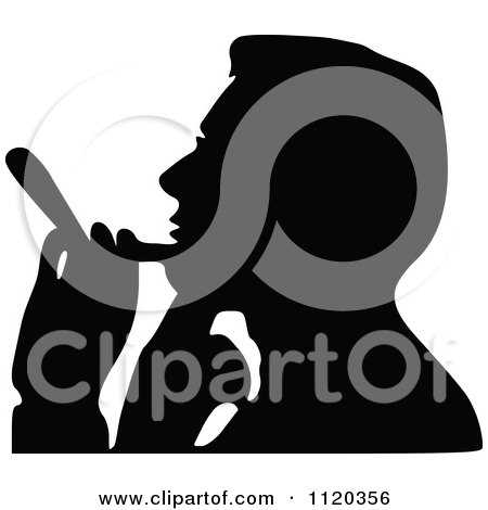 Clipart Of A Silhouetted Man Shaving - Royalty Free Vector Illustration by Prawny Vintage