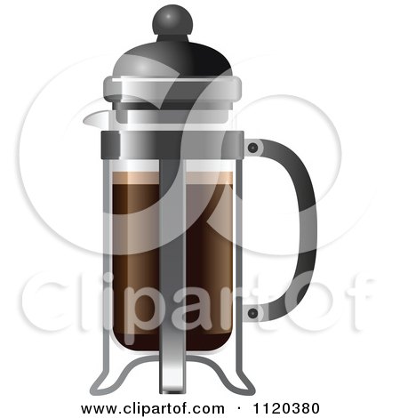 Cartoon Of A French Press Coffee Maker - Royalty Free Vector Clipart by Leo Blanchette