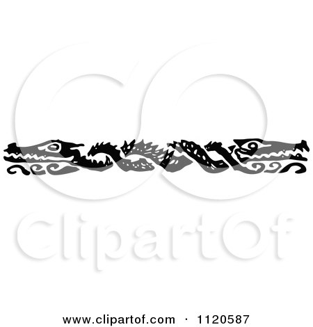 Clipart Of A Retro Vintage Black And White Crocodile Border - Royalty Free Vector Illustration by Prawny Vintage