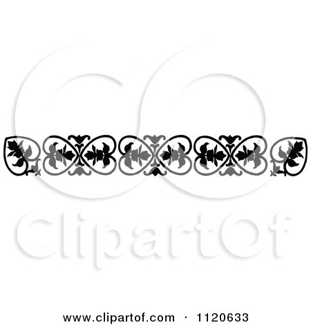 Clipart Of A Retro Vintage Black And White Floral Border 3 - Royalty Free Vector Illustration by Prawny Vintage
