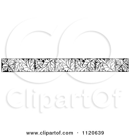 Clipart Of A Retro Vintage Black And White Floral Border 1 - Royalty Free Vector Illustration by Prawny Vintage
