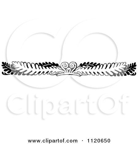 Clipart Of A Retro Vintage Black And White Fern Leaf And Frond Border - Royalty Free Vector Illustration by Prawny Vintage