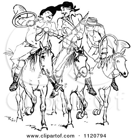 Clipart Of Retro Vintage Black And White Huntsmen On Horseback - Royalty Free Vector Illustration by Prawny Vintage