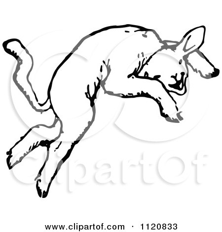 Clipart Of A Retro Vintage Black And White Jumping Lamb 1 - Royalty Free Vector Illustration by Prawny Vintage