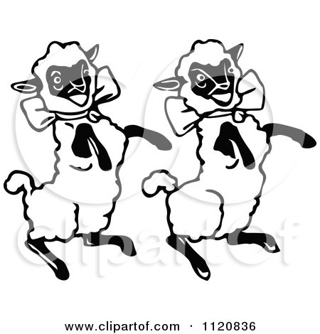 Clipart Of Retro Vintage Black And White Sheep - Royalty Free Vector Illustration by Prawny Vintage