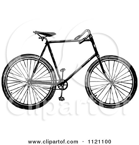 Clipart Of A Retro Vintage Black And White Bicycle 1 - Royalty Free Vector Illustration by Prawny Vintage