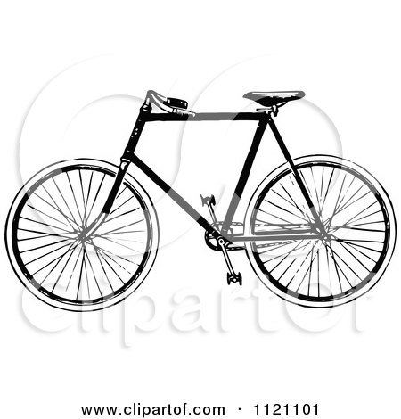Clipart Of A Retro Vintage Black And White Bicycle 2 - Royalty Free Vector Illustration by Prawny Vintage