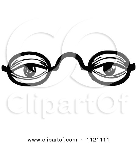 Clipart Of Retro Vintage Black And White Eyes And Glasses 1 - Royalty Free Vector Illustration by Prawny Vintage