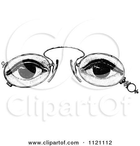 Clipart Of Retro Vintage Black And White Eyes And Glasses 2 - Royalty Free Vector Illustration by Prawny Vintage