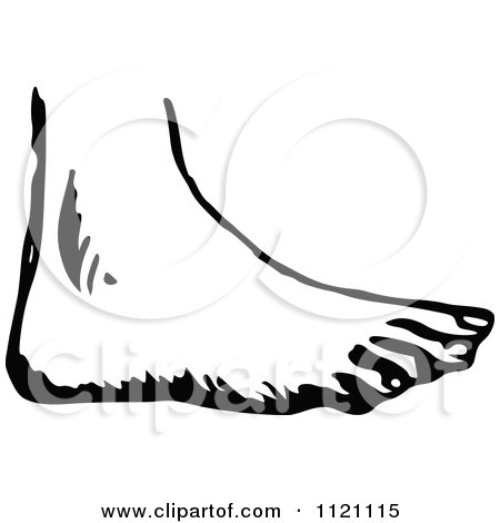 Clipart Of A Retro Vintage Black And White Foot - Royalty Free Vector Illustration by Prawny Vintage