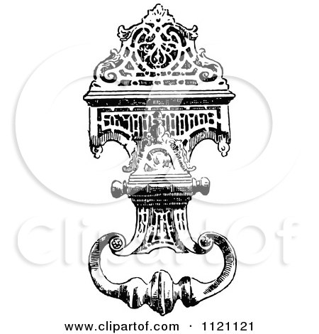 Clipart Of A Retro Vintage Black And White Door Knocker - Royalty Free Vector Illustration by Prawny Vintage