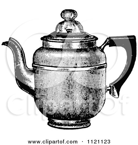 Clipart Of A Retro Vintage Black And White Metal Coffee Pot 1 - Royalty Free Vector Illustration by Prawny Vintage